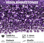 32000Pcs Amethyst Rhinestones for Bedazzling, 6mm Flatback Gems Bedazzler Kit - Image 2