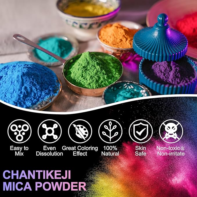 CHANGTIKEJI Mica Powder，48 Colors - 10g/Bottle of Natural Pigment Powder - Image 6