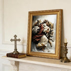 Vintage Gold Framed Jesus and Lamb Wall Art Jesus Saves the Lost Sheep Wall - Image 3