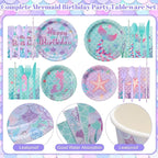 450 Pcs Mermaid Birthday Party Tableware Set Decorations Mermaids Paper Plates - Image 3