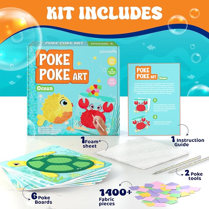 jackinthebox Poke Poke Art – Ocean Theme, Mess-Free Fabric Art and Craft - Image 2