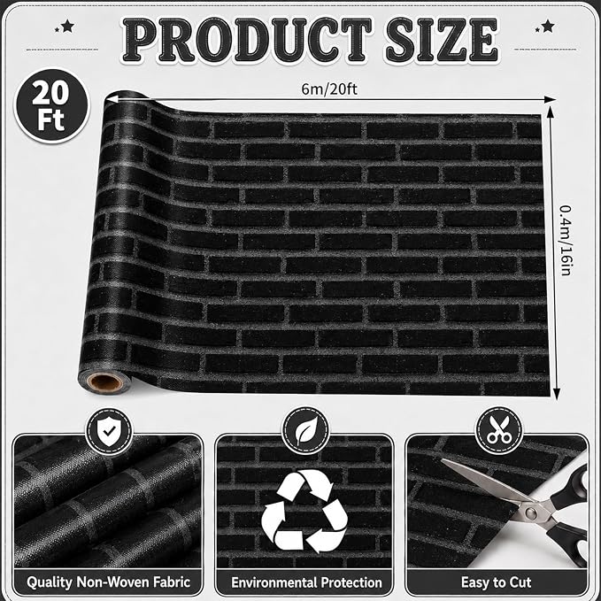 Black Brick Bulletin Board Roll Non-Woven Fabric Poster 16in X 12ft | Back to - Image 2