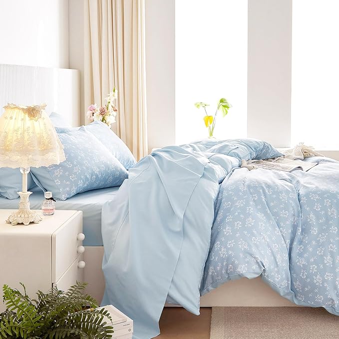 Wake In Cloud - Coquette Duvet Cover Set, Floral Cottagecore Flower Shabby Chic - Image 3