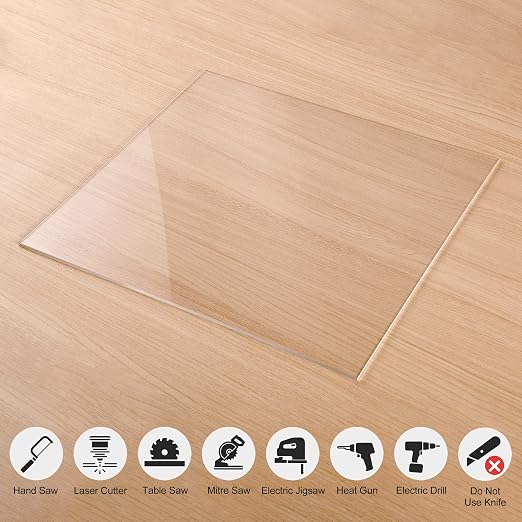 KAITELA Pack of 10 Clear Acrylic Sheet 12" x 12" Cast Plexiglass Square 1/8" - Image 5