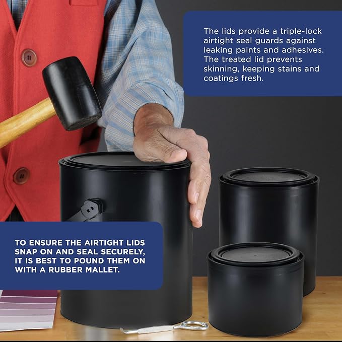 Master Elite 1 Pint Empty Plastic Paint Can Bucket, 16 fl. oz. All-Plastic - Image 6