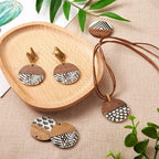 FASHEWELRY 16Pcs Flat Round Wood Resin Earrings Charms 35mm Round Wooden - Image 3