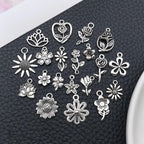 WOCRAFT 60pcs Antique Silver Flowers Bracelet Charms - Image 3