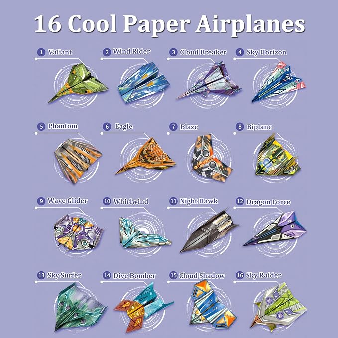 Xuoent Paper Airplane Kit, Kids Origami Kit, World Classic Paper Planes - Image 4