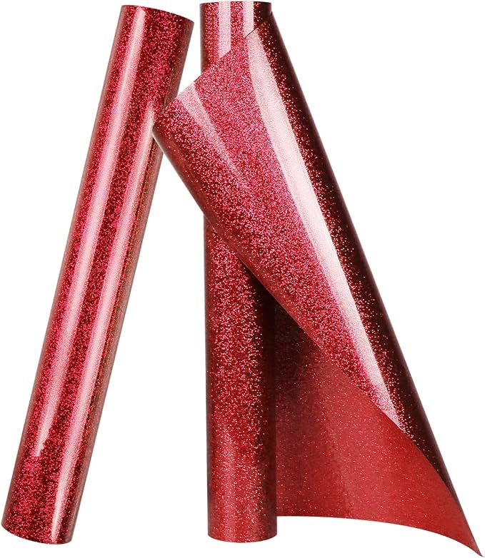 TORC Red Christmas Glitter HTV Heat Transfer Vinyl Roll 12 inch x 10 ft Iron on by TORC