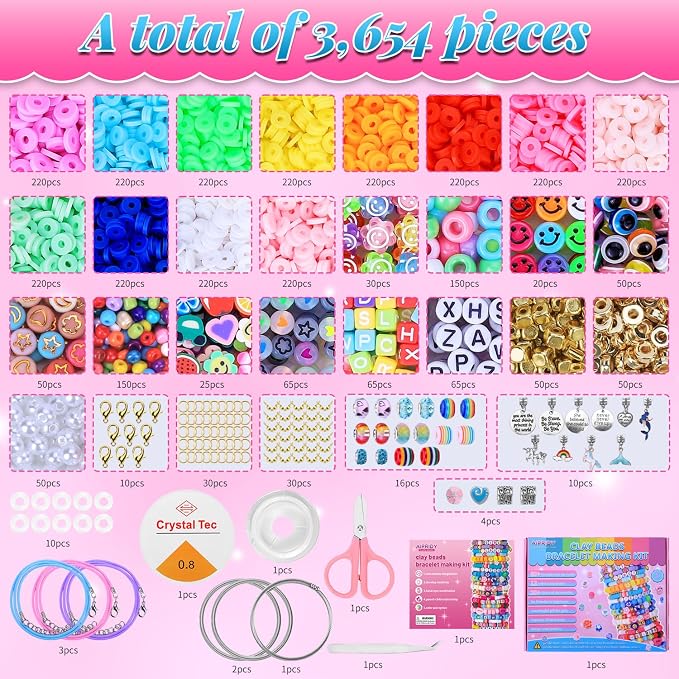 AIPRIDY 3600 Pcs Girls Toys Bracelet Making Kit, Unicorn/Mermaid Jewelry - Image 2