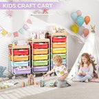 SYKIARIOL Utility Cart with 5 Labeling Drawers and Wooden Tabletop – Rolling - Image 2