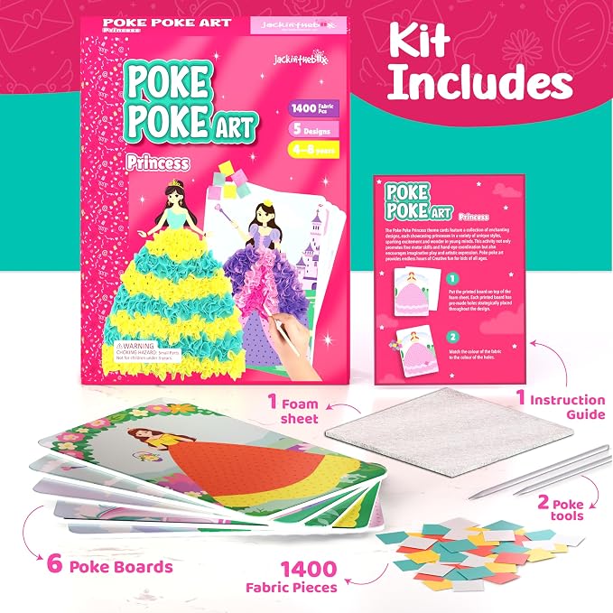 jackinthebox Poke Poke Art – Princess Theme, Mess-Free Fabric Art and Craft - Image 2