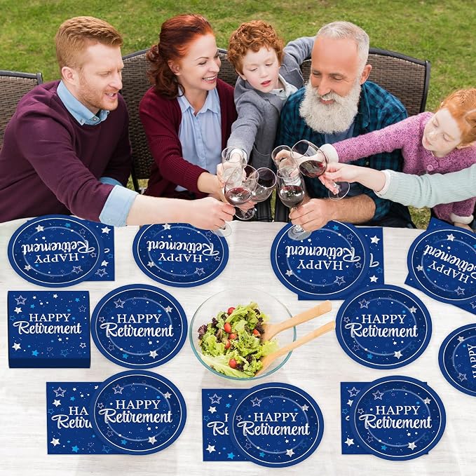 Qyeahkj 48Pcs Happy Retirement Paper Plates and Napkins Retirement Party - Image 6