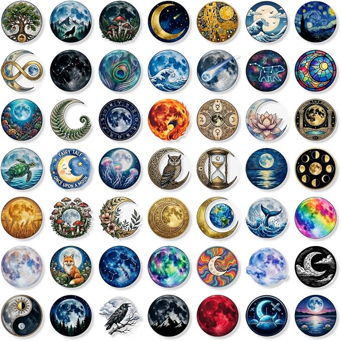50PCS Transparent Moon & Space Stickers, Waterproof PET Celestial Decals - Image 5