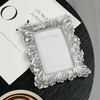 Cuspin 4x6 Picture Frame Silver, Vintage Ornate Palm Leaves Textured - Image 3