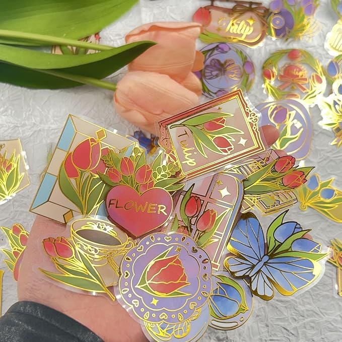50Pcs Flower Stickers for Scrapbooking Journaling Junk Journal Scrapbook - Image 4