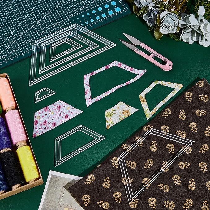 NBEADS 6Pcs Acrylic Quilting Templates Set, Trapezoid Cutting Ruler Template - Image 4