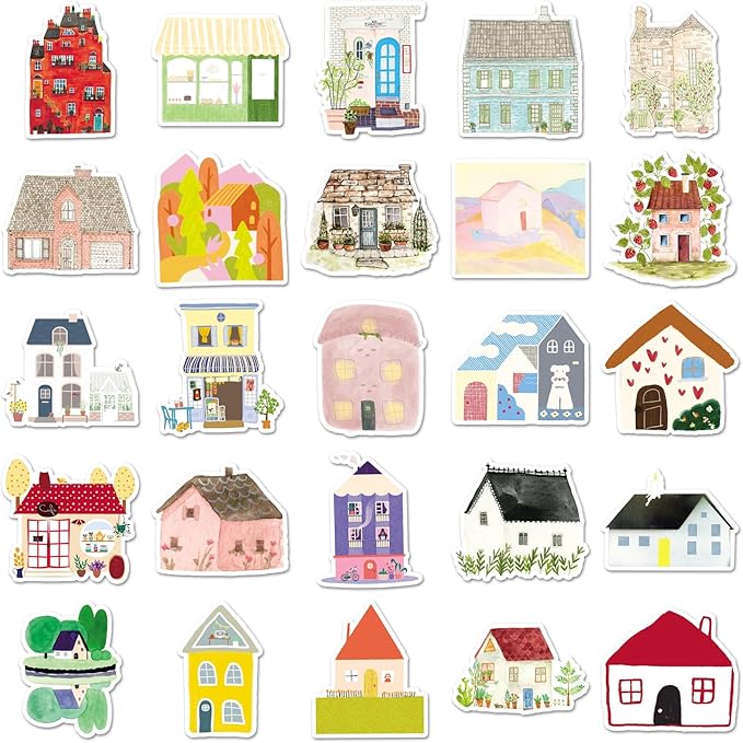Cute Cartoon House Stickers for Journaling - Image 3