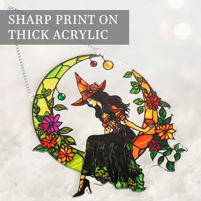 Halloween Faux Stained Glass Ghost Ornaments Acrylic, Halloween Decor Cute - Image 3