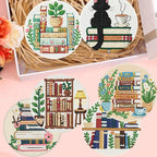 8 Pack Bookshelf Diamond Art Coasters, Diamond Painting Coasters Kits | Books - Image 6