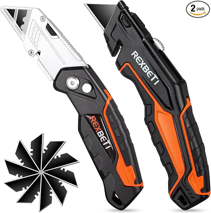 REXBETI 2-Pack Utility Knife, SK5 Heavy Duty Retractable Box Cutter by REXBETI