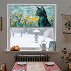 IVN Stained Glass Window Film 39.3x17.7 inch Cat and Daffodils Window Privacy - Image 8
