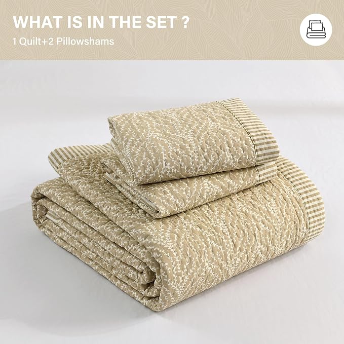SahSahCasa Quilt Set King Size, 100% Cotton Quilt Bedding Set Bedspread - Image 8