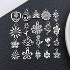 WOCRAFT 60pcs Antique Silver Flowers Bracelet Charms - Image 5
