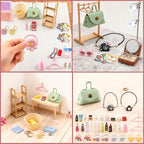 93 PCS Miniature Dollhouse Accessories Dollhouse Bathroom and Makeup Set - Image 8