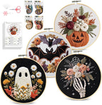 Santune Halloween Embroidery kit, Fall Needlepoint Cross Stitch Kits by Santune