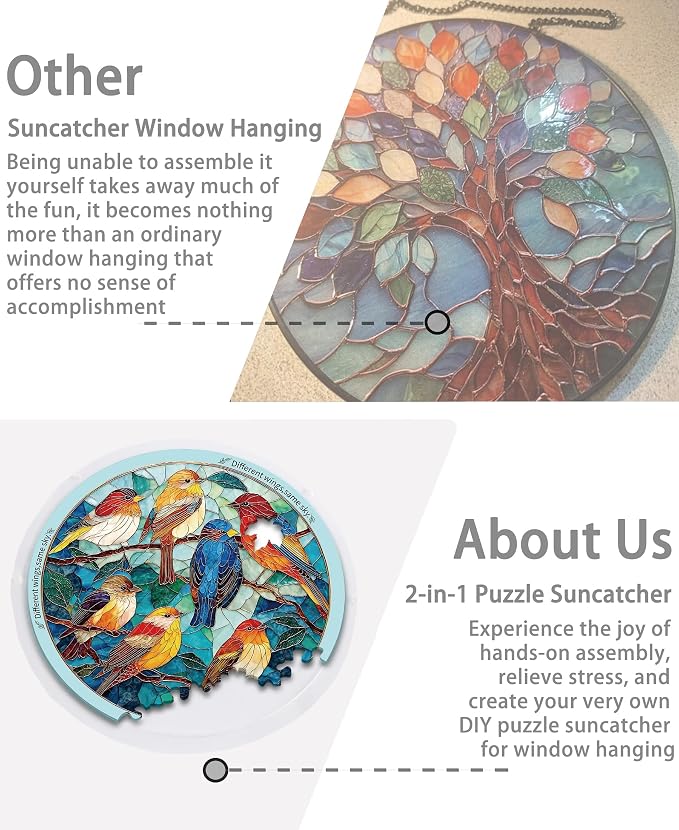 Acrylic Puzzle Suncatcher, Painted Finch Sun Catcher - Image 5