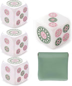 4 Pack Mahjong Dice Set with Green Pouch, 18mm Acrylic Colorful Dice by Unknown