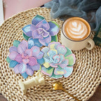 Clendo 8 Pcs Succulent Diamond Art Coasters Kit - Image 5