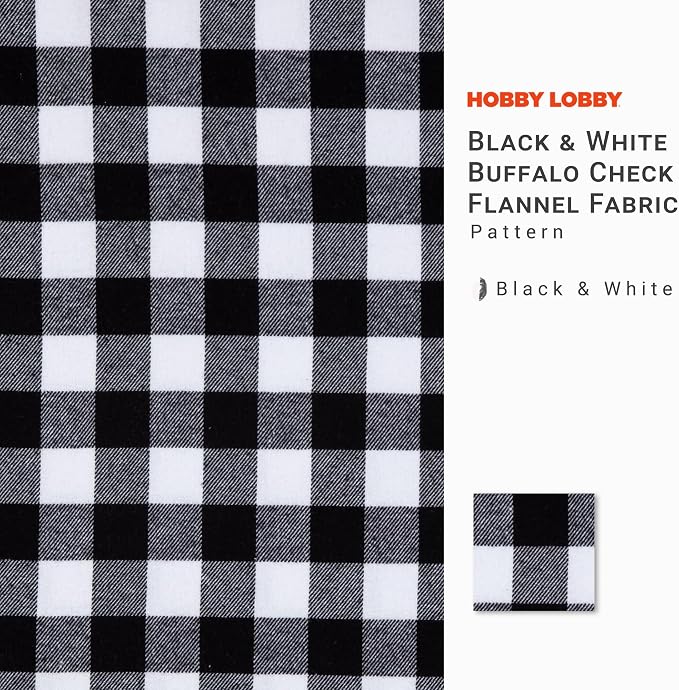 Hobby Lobby Black & White Buffalo Plaid Flannel Fabric, 1 Yard | Precut Fabric - Image 2