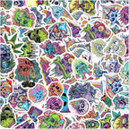 Psychedelic Skull and Trippy Mushroom Artwork 50pcs Stickers Pack Vinyl by rabowa