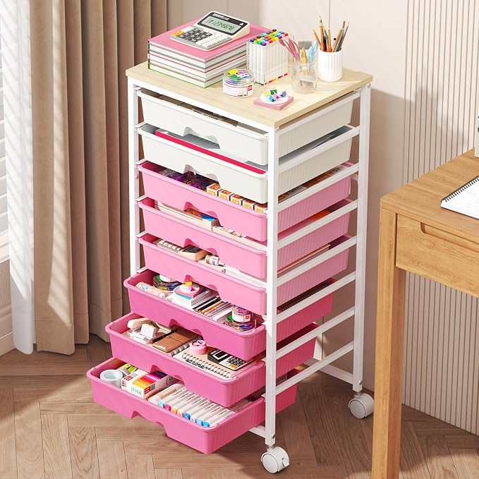 Goovilla Rolling Cart with Drawers, Utility Cart Organizer with 8 Removable by Goovilla
