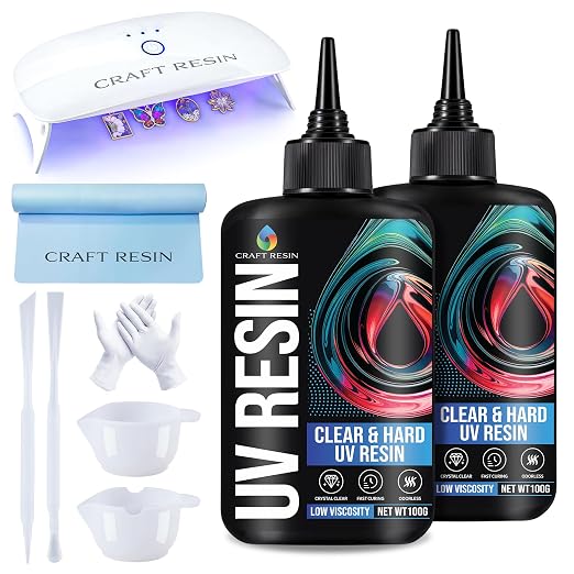 CRAFT RESIN UV Resin Kit with Light - 36W 22 LED Big Lamp and 200g Hard Type by CraftResin