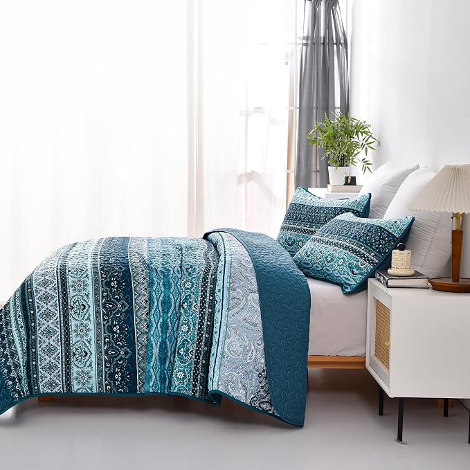 WONGS BEDDING Boho Quilt Set California King, Lightweight Polyester Bed Decor - Image 3
