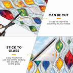 Stained Glass Window Privacy Film: Non-Adhesive Sun and Landscape Mosaic Design - Image 6