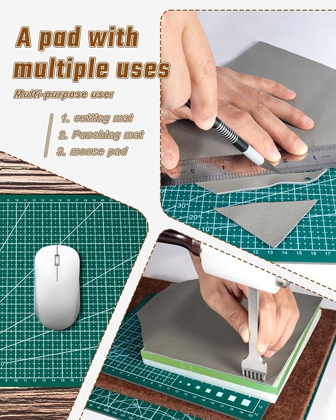 5 Pcs Leather Punch Pads Set， A4+A5 Self Healing Cutting Mats, 15x15cm Rubber - Image 7