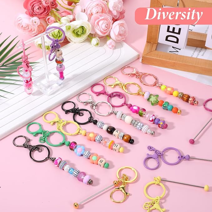 30 Pcs Beadable Keychain Bars Bulk, Bead Keychains Colorful Metal, DIY - Image 5