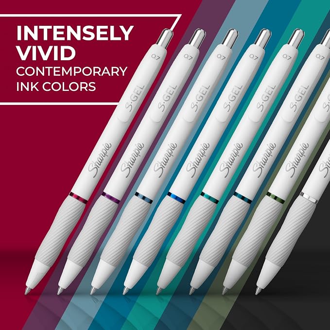 Sharpie S-Gel Pens, Pearl White Body, Fashion Barrel, Medium Point, Colorful Ink - Image 4