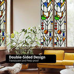 Original Hand Drawn Faux Stained Glass Window Film Double-Sided Texture Static - Image 6