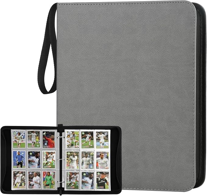 GERMUN 3 Ring 9 Pocket Zipper Card Binder, 720 Double Sided Standard PU Trading by GERMUN
