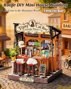 Rolife Miniature House Kit for Adults Tipsy Cat Bar DIY Wooden Dollhouse Kit - Image 7