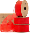 Vitalizart Red Organza Ribbon for Gift Wrapping 1 inch x 30 Yd Extra Density by Vitalizart