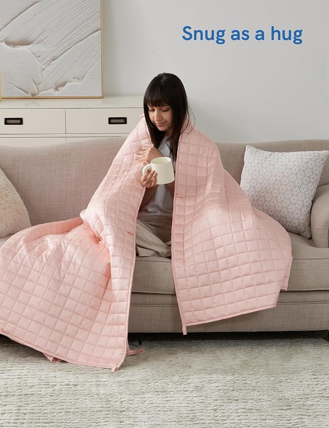 YnM Cooling Weighted Blanket for Adults, 12lbs Heavy Bed Throw for One Person - Image 4