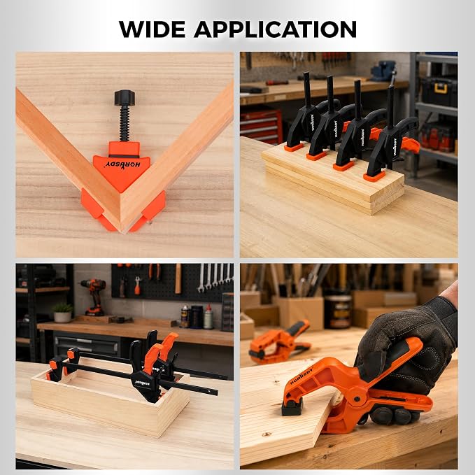 10-Piece Bar Clamp Set for Woodworking, 4 x 6-inch & 2 x 12-inch One-Handed F - Image 8