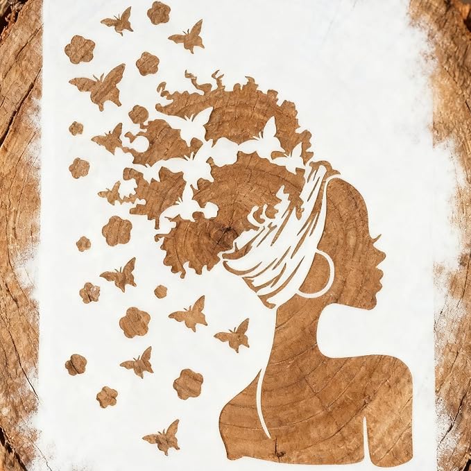 TIAMECH A4 Reusable Butterflies Hairstyle Girl Stencil - Image 3