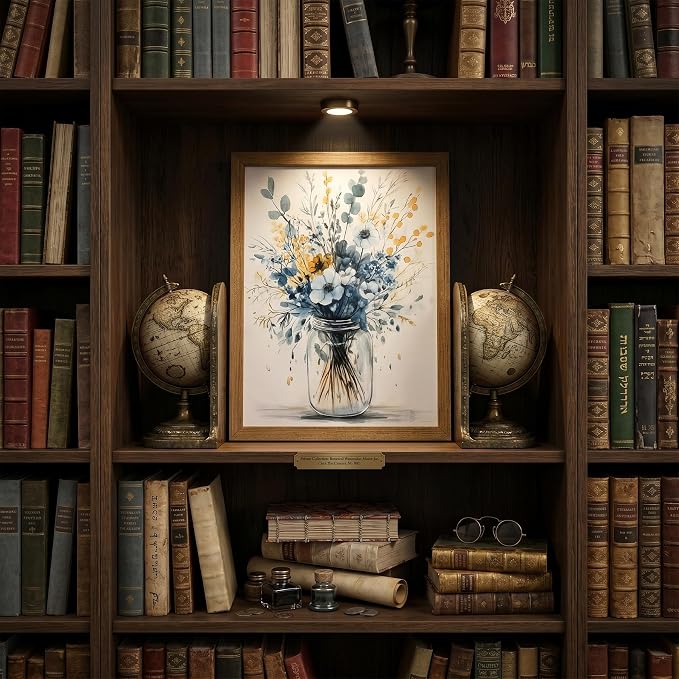 REWBKFIM Navy Blue Floral Canvas Wall Art Watercolor Botanical Bouquet in Mason - Image 3